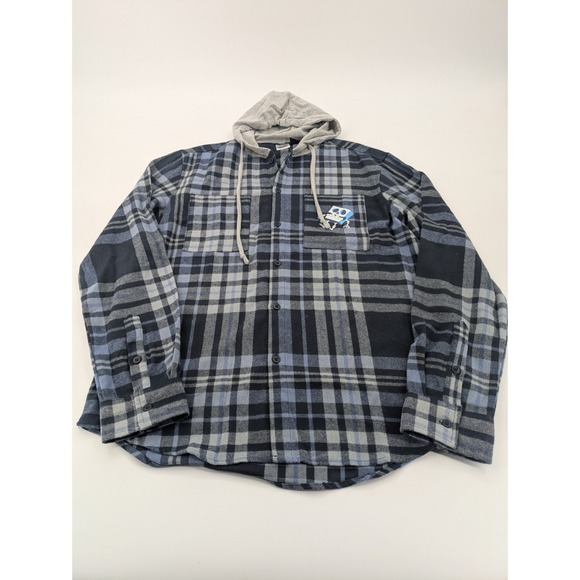 Spongebob Hooded Flannel Large Button Down Shirt Long Sleeve Friends Forever - Picture 1 of 10